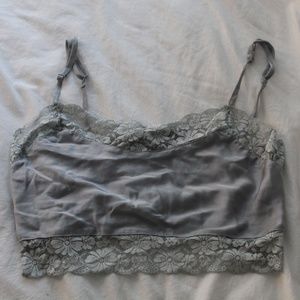 Brandy Melville Crop Silk and Lace Cami in Seafoam